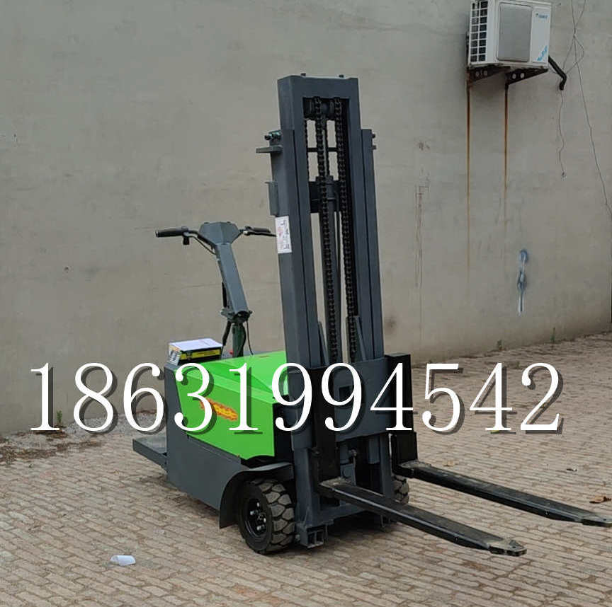 兴城市优程全电动叉车插腿式堆高车液压装卸车1.5吨升高小型站驾式铲车